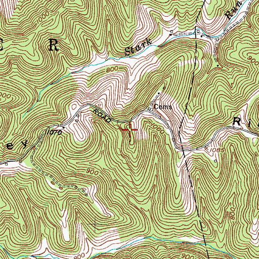Topographic Map of Courtney Ridge, WV