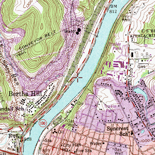Topographic Map of Courtney Run, WV