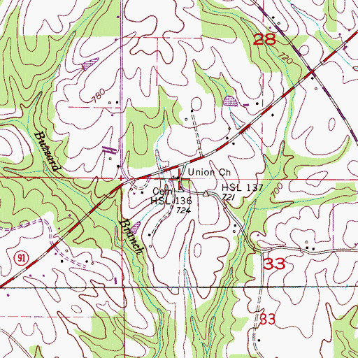 Topographic Map of Union Freewill Baptist Church, AL