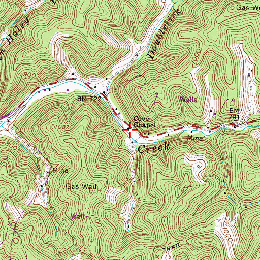 Topographic Map of Cove Chapel, WV