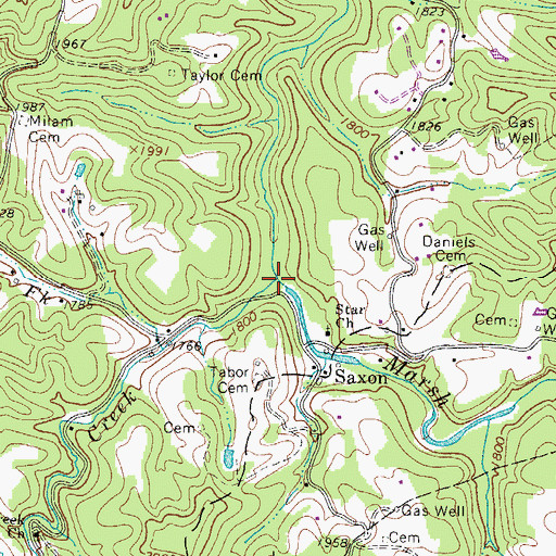 Topographic Map of Cove Creek, WV