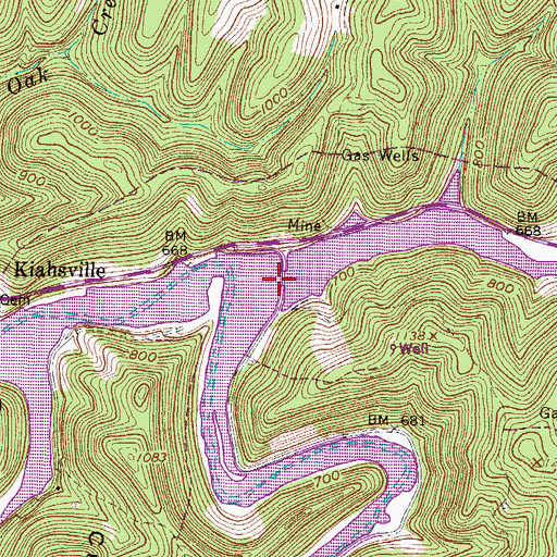 Topographic Map of Cove Creek, WV