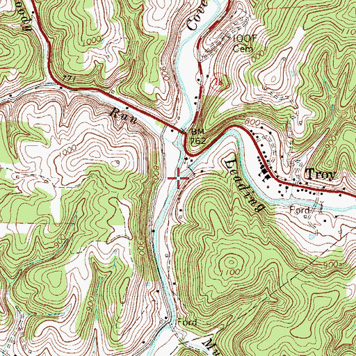 Topographic Map of Cove Creek, WV
