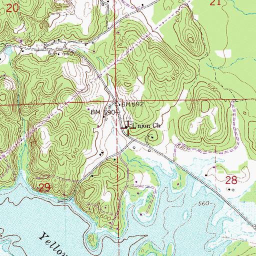 Topographic Map of Union Methodist Church, AL