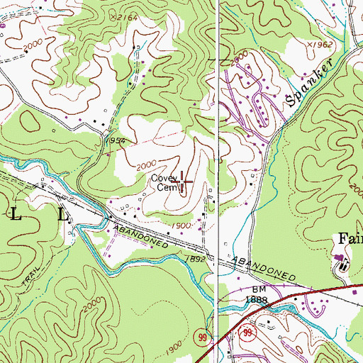 Topographic Map of Covey Cemetery, WV