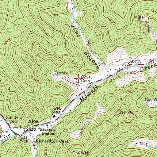 Topographic Map of Covey Cemetery, WV