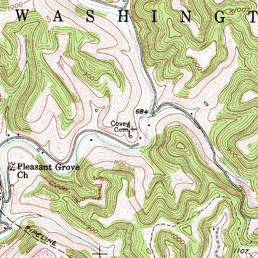 Topographic Map of Covey Cemetery, WV
