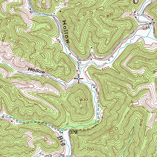 Topographic Map of Cow Hollow, WV