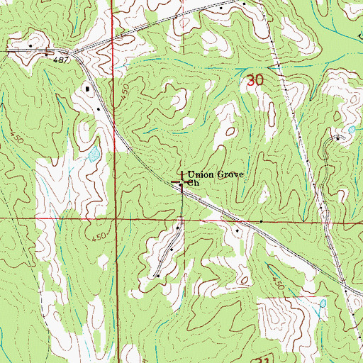 Topographic Map of Union Grove Church, AL