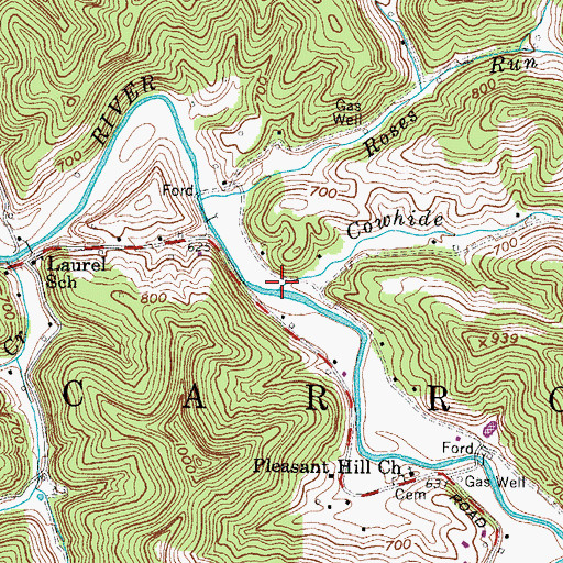 Topographic Map of Cowhide Creek, WV
