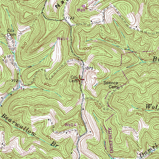 Topographic Map of Cox Cemetery, WV