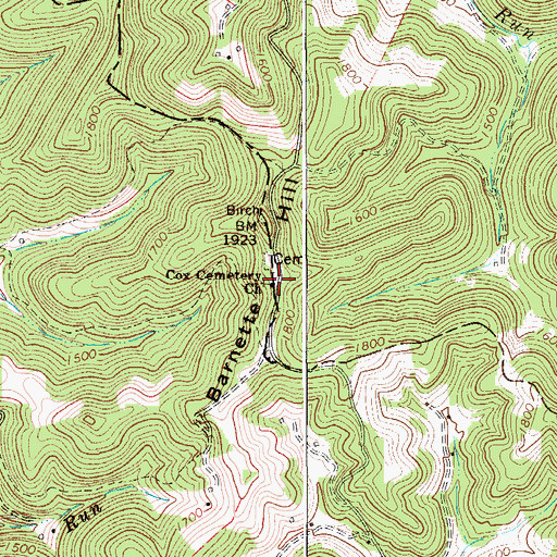Topographic Map of Cox Cemetery Church, WV