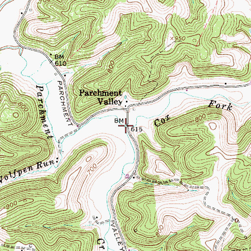 Topographic Map of Cox Fork, WV