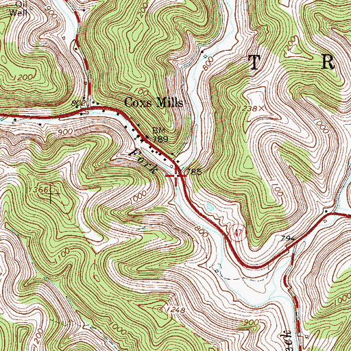 Topographic Map of Coxcamp Fork, WV