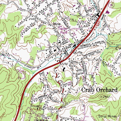 Topographic Map of Crab Orchard, WV