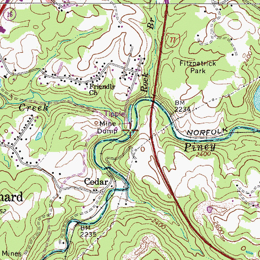 Topographic Map of Crab Orchard Creek, WV