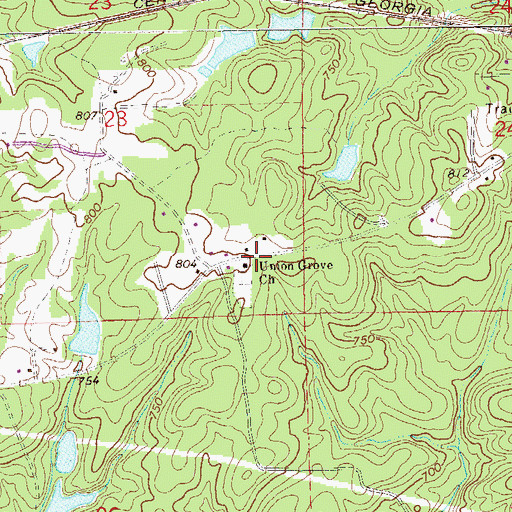 Topographic Map of Union Grove Church, AL