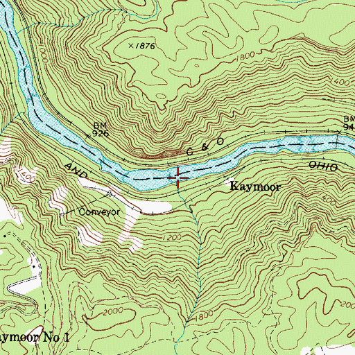 Topographic Map of Craig Branch, WV