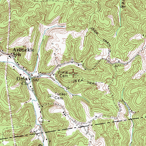 Topographic Map of Craig Cemetery, WV