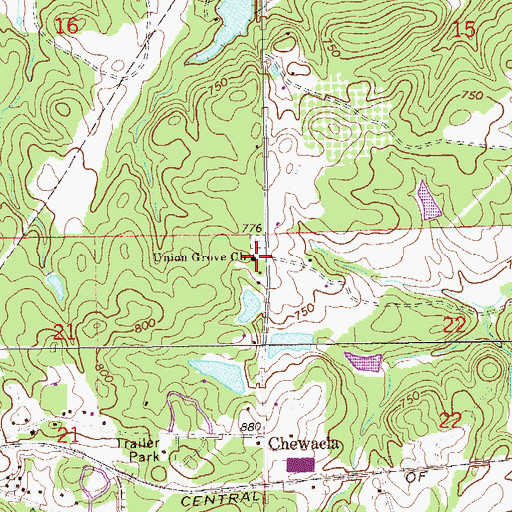Topographic Map of Union Grove Baptist Church, AL