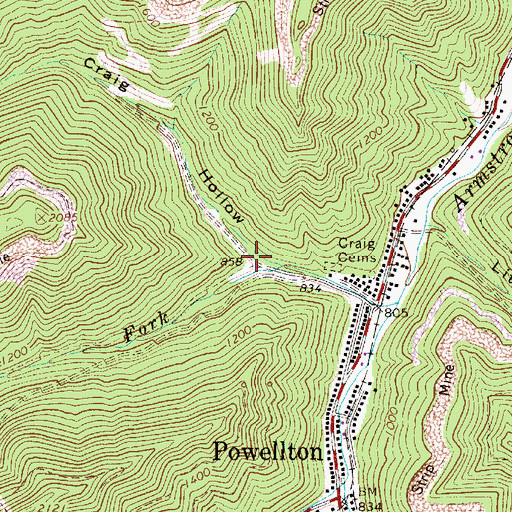 Topographic Map of Craig Hollow, WV