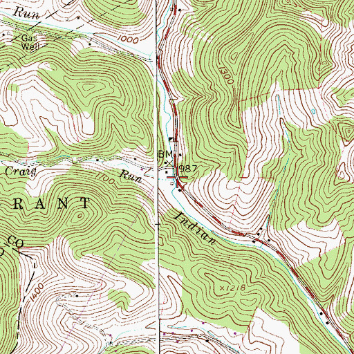 Topographic Map of Craig Run, WV