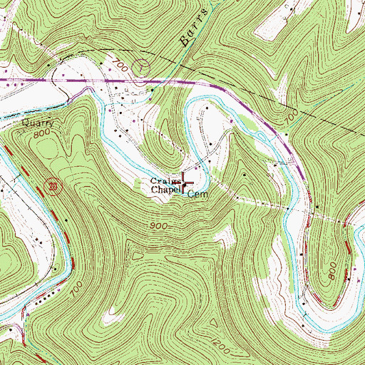 Topographic Map of Craigs Chapel, WV