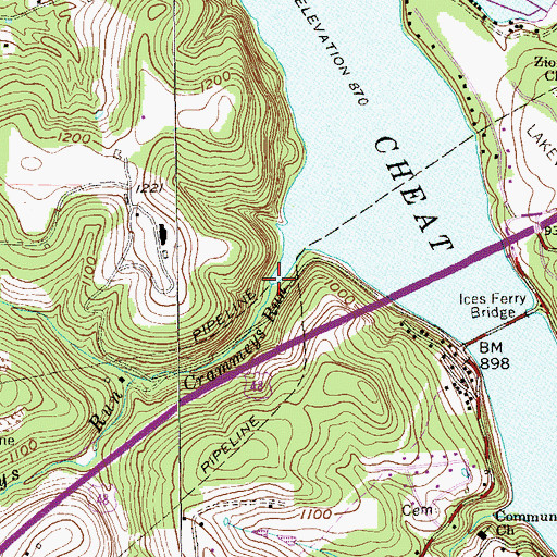 Topographic Map of Crammeys Run, WV