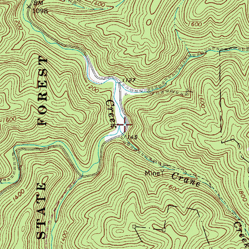 Topographic Map of Crane Creek, WV