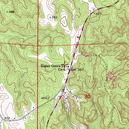 Topographic Map of Union Grove Baptist Church, AL