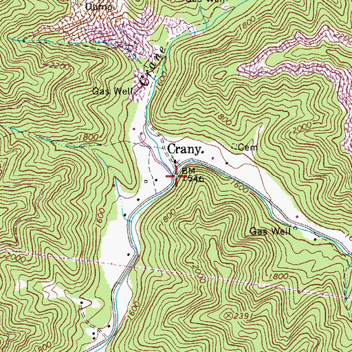 Topographic Map of Crane Fork, WV
