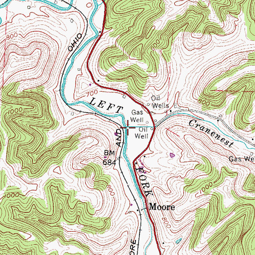 Topographic Map of Cranenest Run, WV