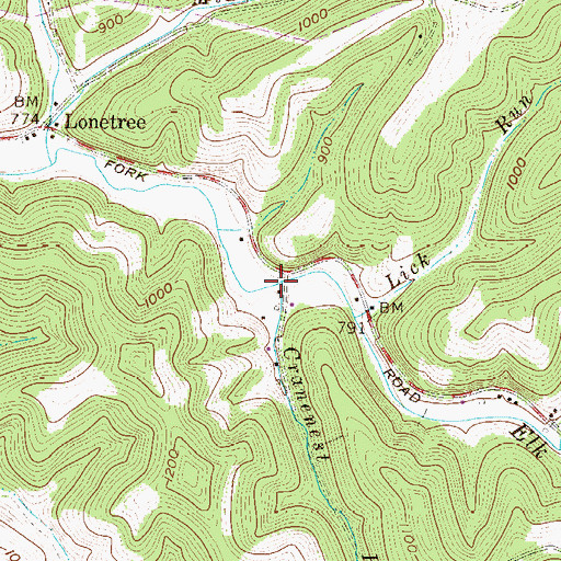 Topographic Map of Cranenest Run, WV