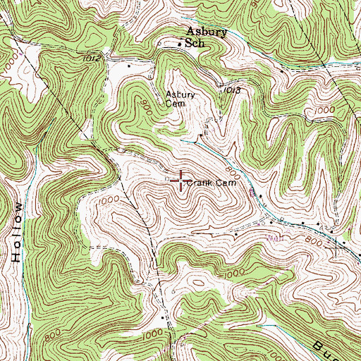 Topographic Map of Crank Cemetery, WV