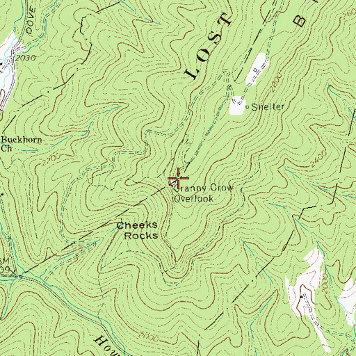 Topographic Map of Cranny Crow Overlook, WV