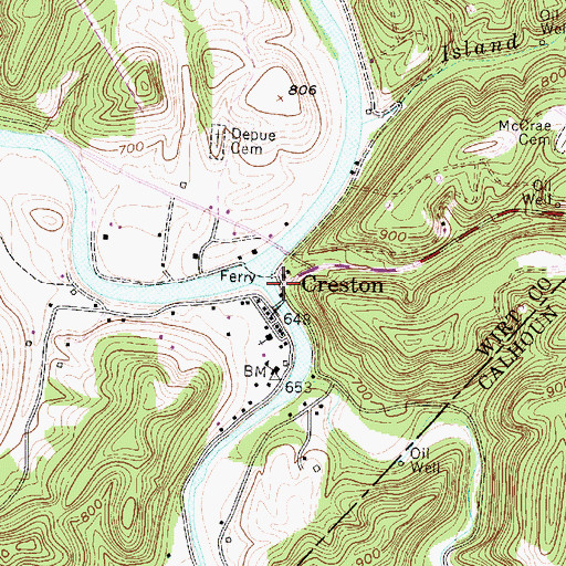 Topographic Map of Creston, WV