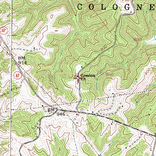 Topographic Map of Creston Church, WV