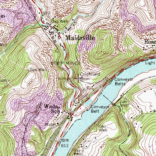 Topographic Map of Crichfield Cemetery, WV