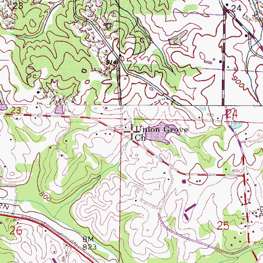 Topographic Map of Union Grove Church, AL