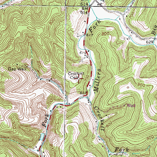 Topographic Map of Crockett Cemetery, WV