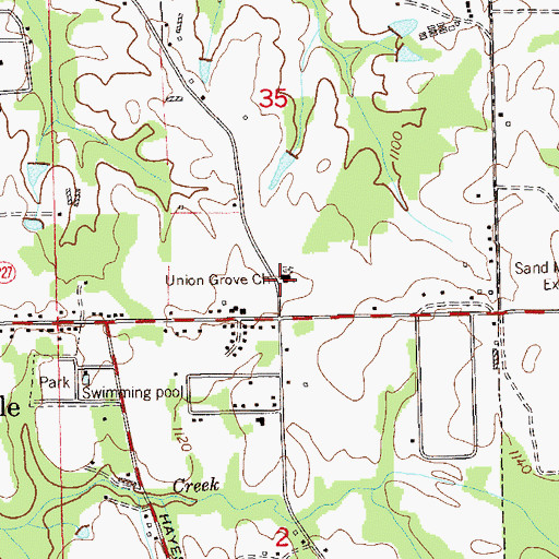Topographic Map of Union Grove Baptist Church, AL