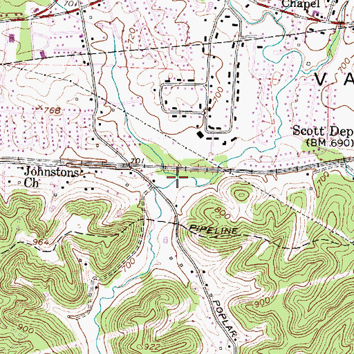 Topographic Map of Crooked Creek, WV