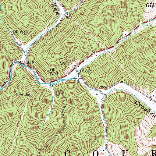 Topographic Map of Crooked Fork, WV