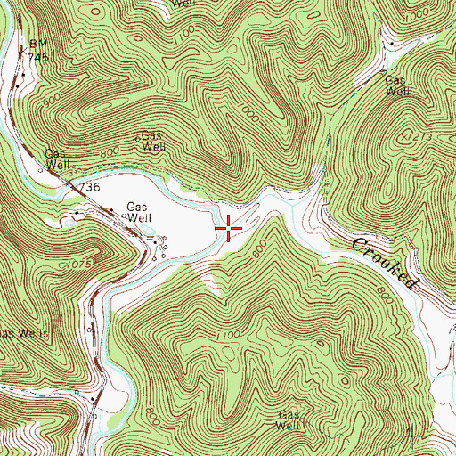 Topographic Map of Crooked Fork, WV