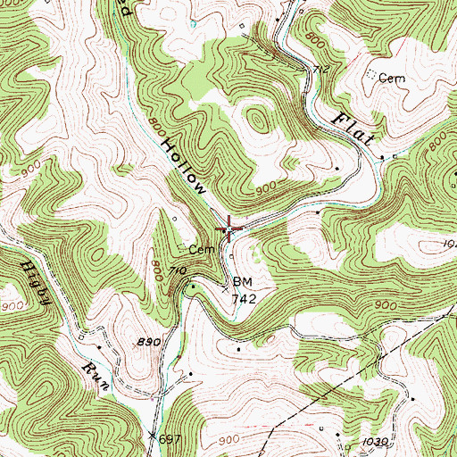 Topographic Map of Crooked Hollow, WV