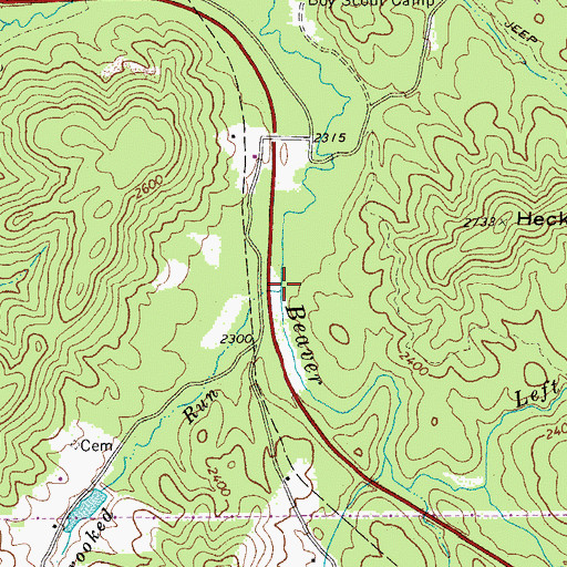 Topographic Map of Crooked Run, WV