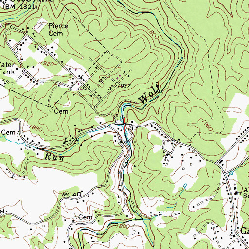 Topographic Map of Crooked Run, WV