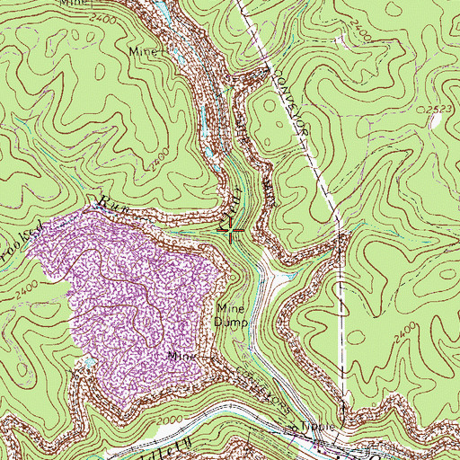 Topographic Map of Crooked Run, WV