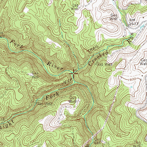 Topographic Map of Crooked Run, WV