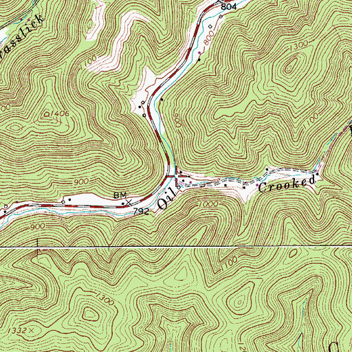 Topographic Map of Crooked Run, WV